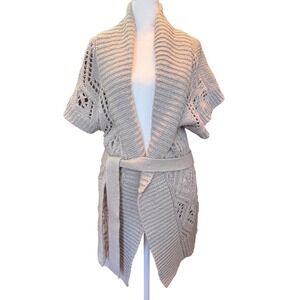 Old Navy Womens Gray Chunky Knit Belted Shawl Collar Cardigan Sweater Medium